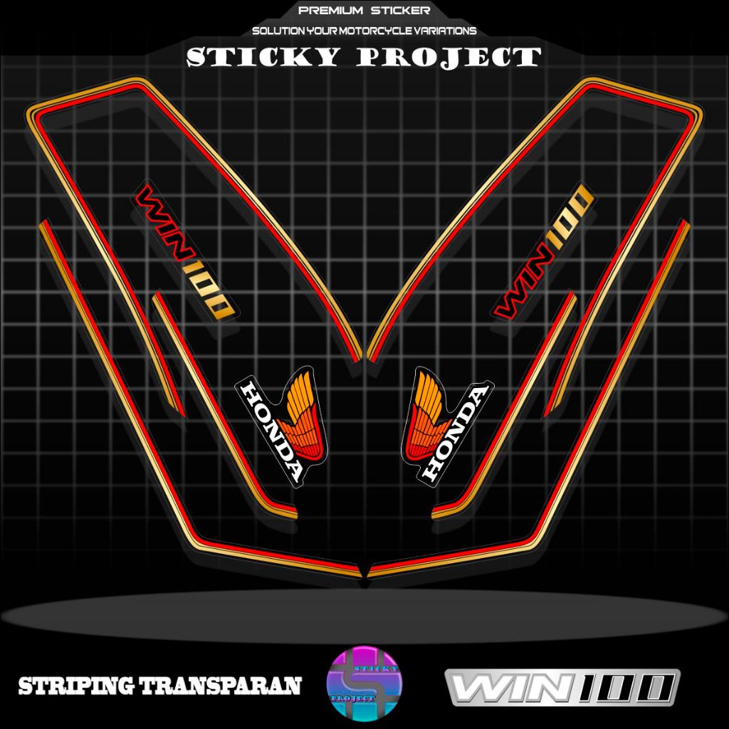 STICKER TRANSPARAN HONDA WIN 100 / STRIPPING WIN100 / STIKER VARIASI HONDA WIN VIRAL / MUIZZSTORES 1