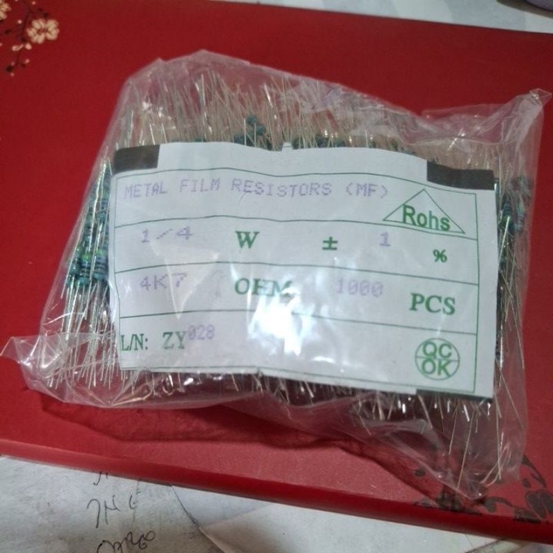1.000 pcs resistor 1/4 watt 4K7 R 1/4w 4k7 biru R 0.25 watt