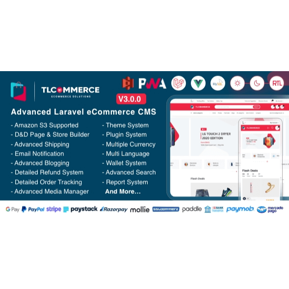TLCommerce | Laravel & VueJS Powered Ecommerce CMS with PWA