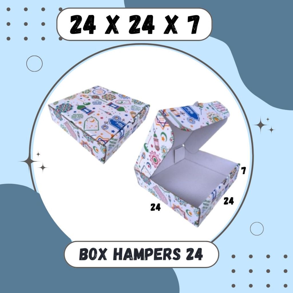 

Box Lebaran 24x24x7 LD Kardus Hampers / Dus idul Fitri Packing/Karton/Polos/Hampers/Baju Kue Kering Oleh_Oleh Polos/Motif