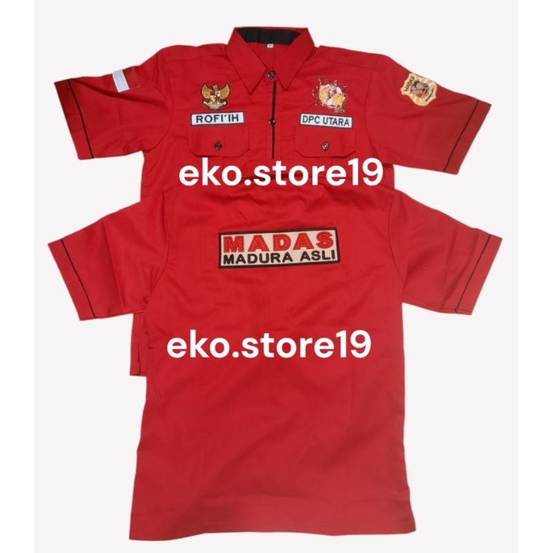 KEMEJA SERAGAM ORMAS MADAS MADURA ASLI FULL BORDIR KOMPUTER