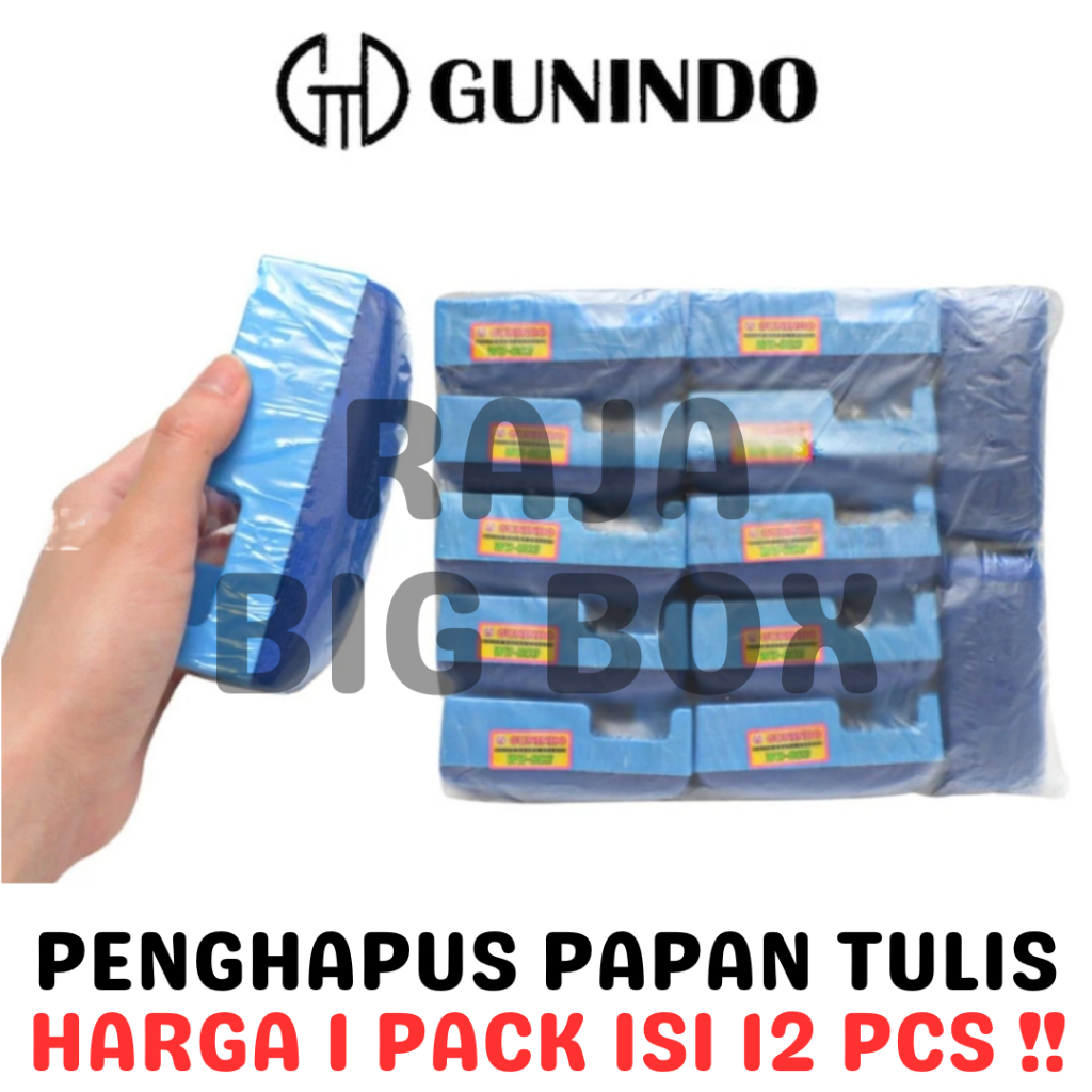 

GUNINDO WHITEBOARD ERASER SCHOOL PENGHAPUS PAPAN TULIS TEMPAT SPIDOL GUNINDO KANTOR SEKOLAH LUSIN PACK WB-803 [12PCS] RAJA BIG BOX