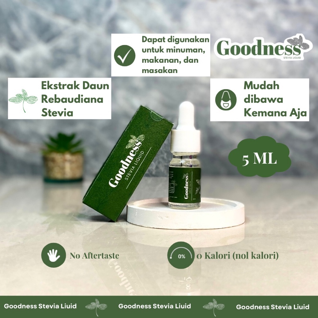 

Goodness Stevia 5 ML pengganti gula alami 0 kalori | Stevia Tetes | Gula Stevia | Stevia Original