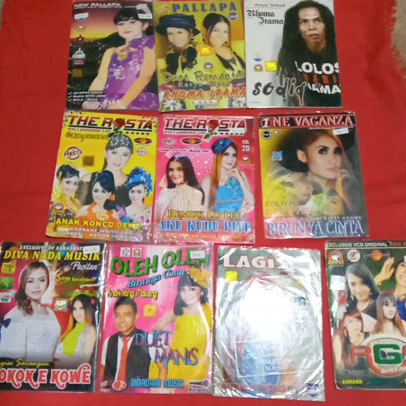 10 vcd dangdut: 2 the rosta, 2 new pallapa, shodiq, one vaganza, diva nada, duet manis, lagista dan 