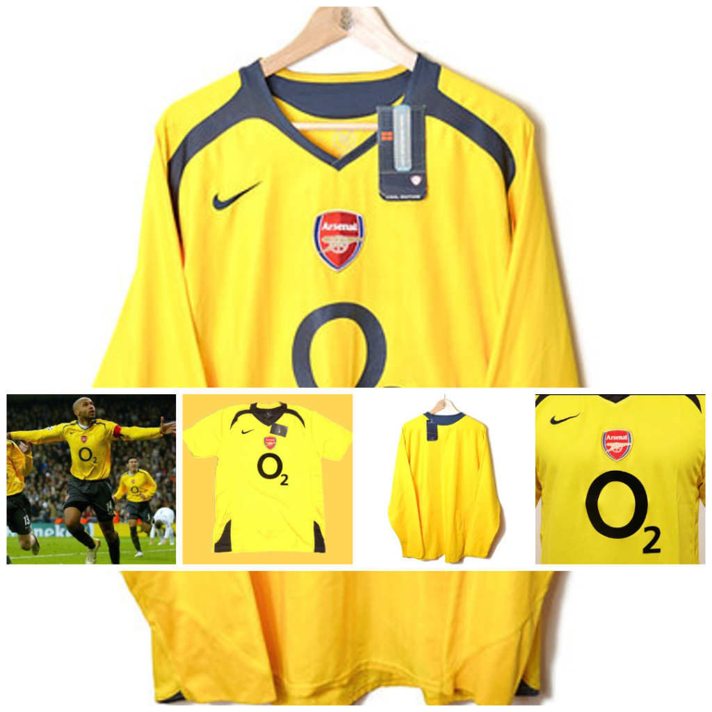 JERSEY ARSENAL AWAY SHORT LONGSLEEVE 2005 2006 RETRO 100% BEST QUALITY