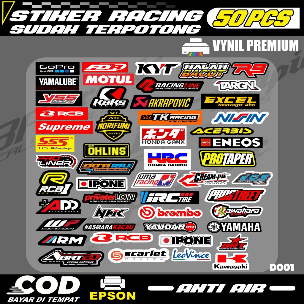 

50 Stiker Pack Racing Motor sudah terpotong