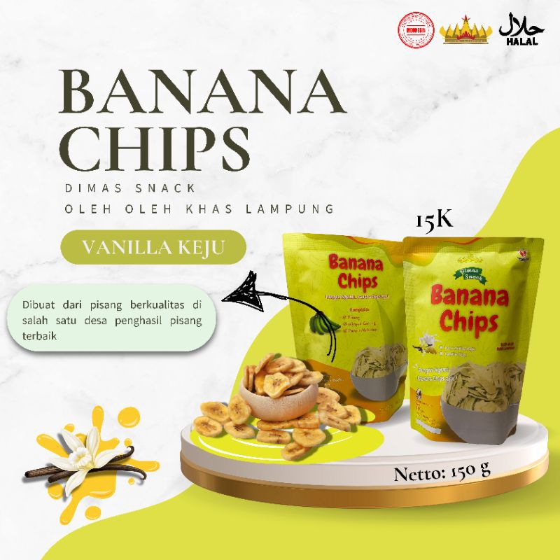 

Dimas Snack - Banana Chips Vanilla - Keripik Pisang Rasa Vanilla