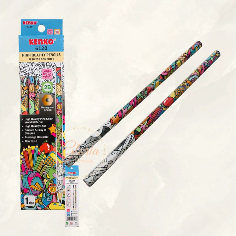 

[73GR] 1 PACK ISI 12PCS Kenko Pencil 2B-6120 Doodle Hexagonal