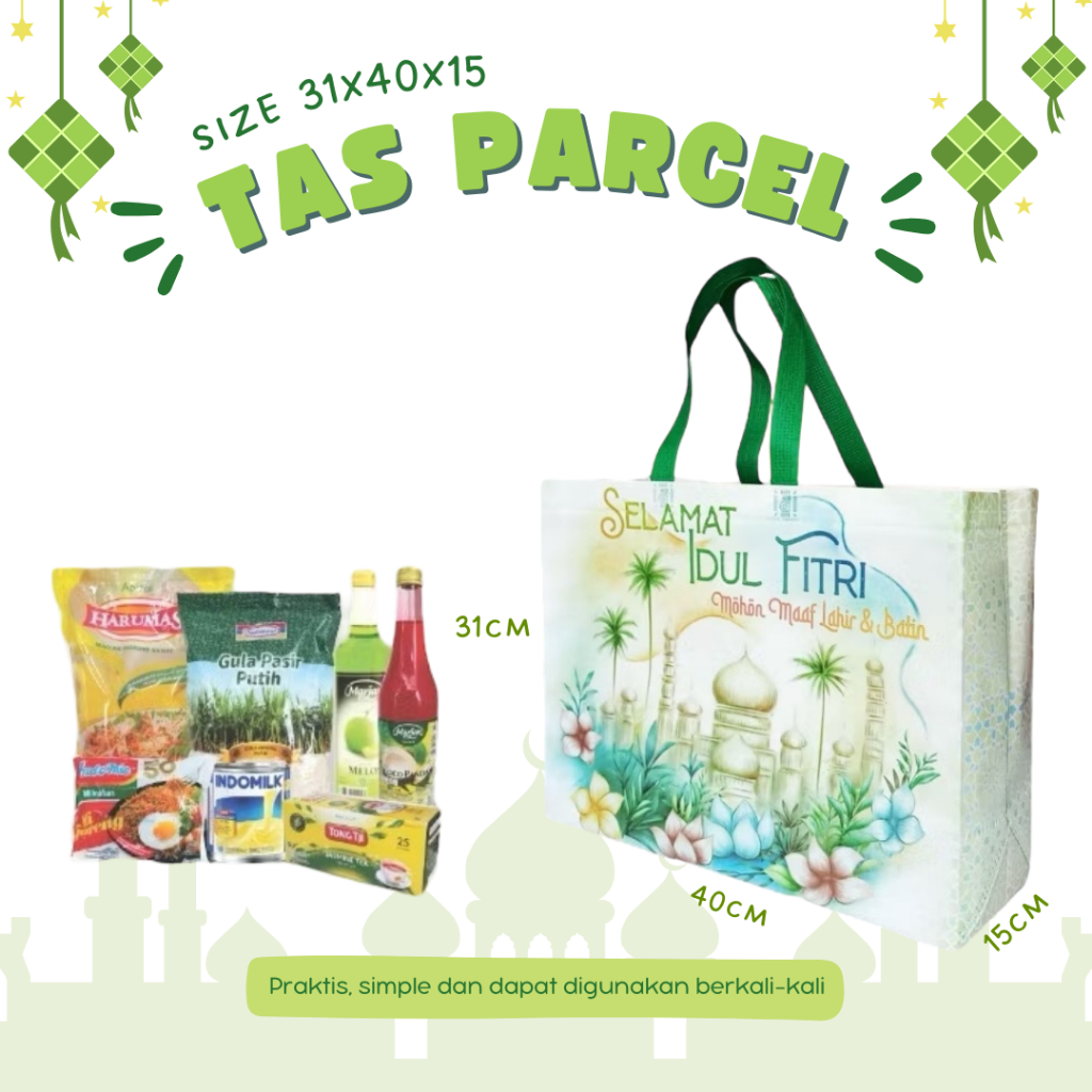 

TAS PARCEL LEBARAN IDUL FITRI / TAS LAMINASI JUMBO 31x40x15 / HAMPERS LEBARAN