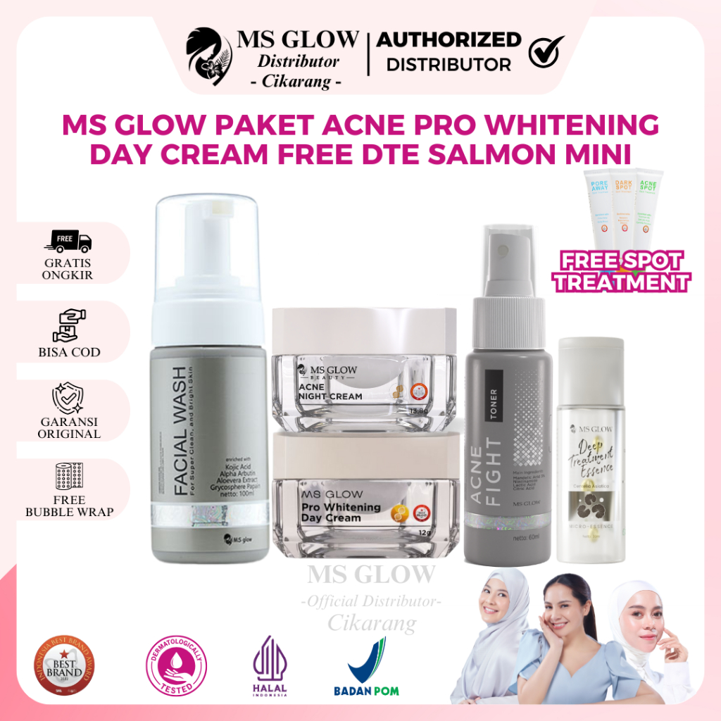 MS GLOW - PAKET ACNE 1 PRO DAY CREAM - 750 GR - BONUS SPOT TREATMENT