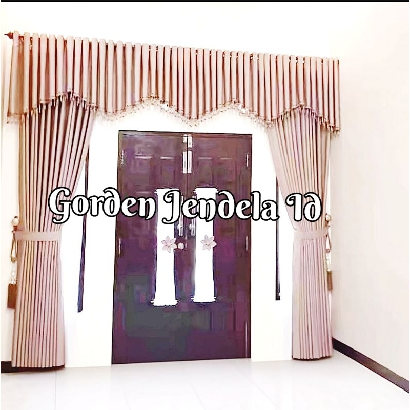 Satu set gorden poni jendela dan pintu hordeng jendela pintu tengah lebar 3 meter tinggi 250 cm