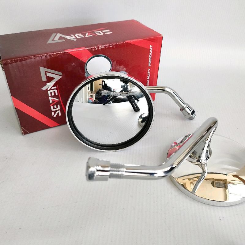 Spion Retro Mini Pendek Bulat kaca Cembung Putih Universal Motor