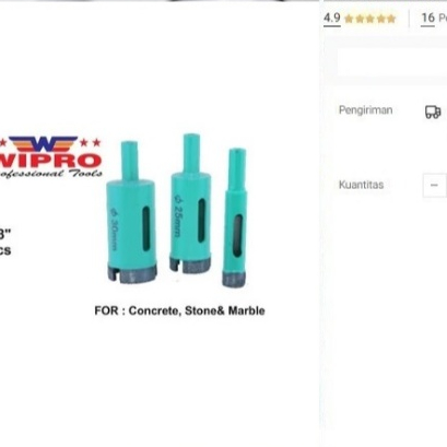 

Mata Bor Granit 40 mm WIPRO Diamond Core Drill 40mm Batu Marmer Beton