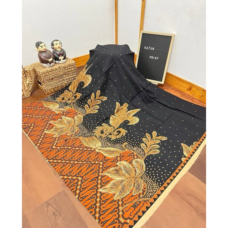 kain batik solo bahan katun premium warna orange