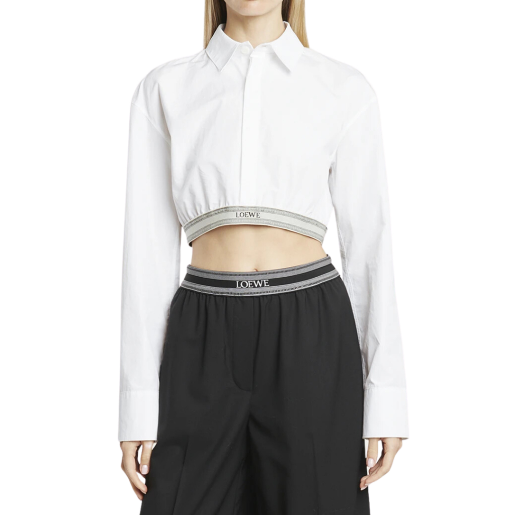 LOEWE Logo print elasticated waistband cropped shirt