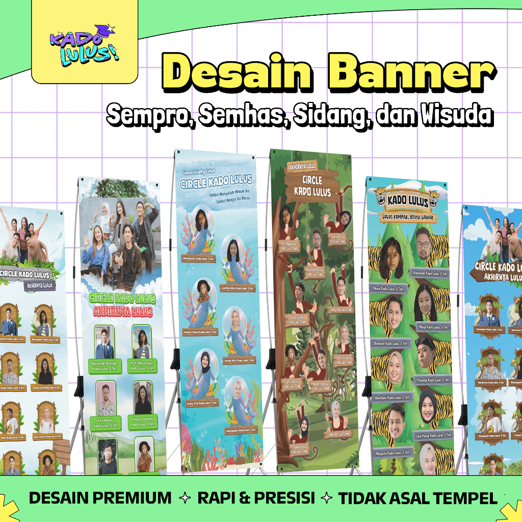 KADO LULUS Banner Spanduk Sidang Skripsi Wisuda Sempro Semhas Desain Unik Lucu #13