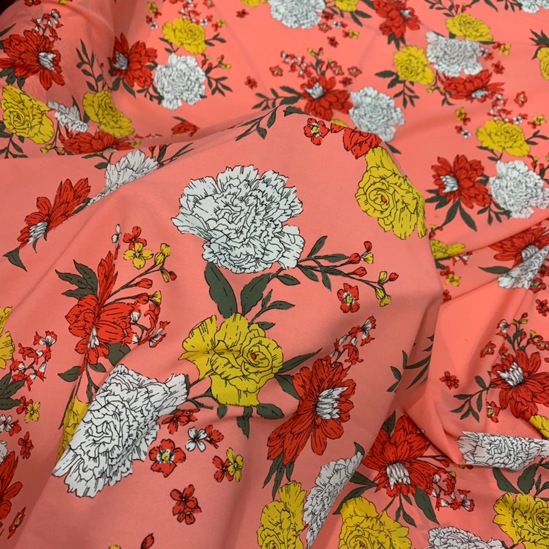 kain zara crepe motif bunga  - kain zara crepe motif - kain crepe garment