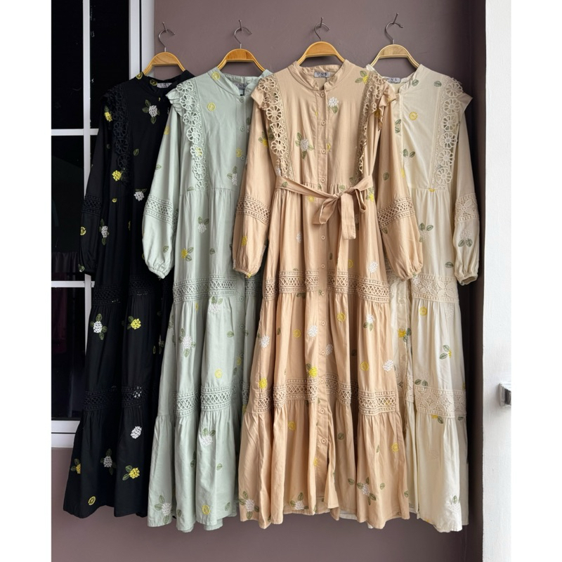 Dress Biyan, gamis vns, gamis goldy, Dress Maxi, gamis bangkok, gamis putih, white maxi, dress katun