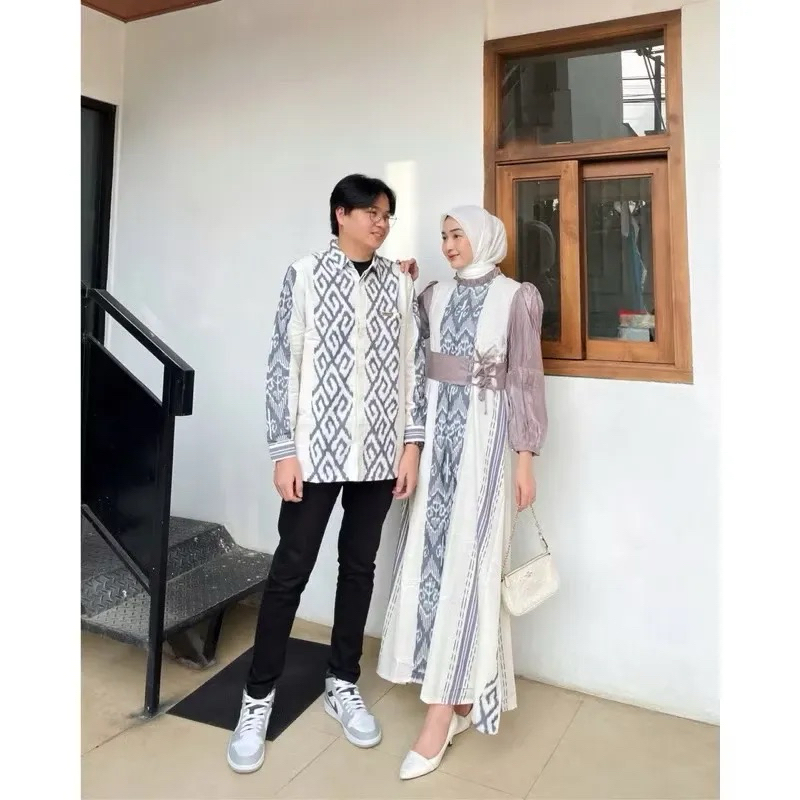 BAJU TENUN COUPLE (SHIMERI COUPLE) BAJU COUPLE LEBARAN GAMIS TENUN KEMEJA TENUN
