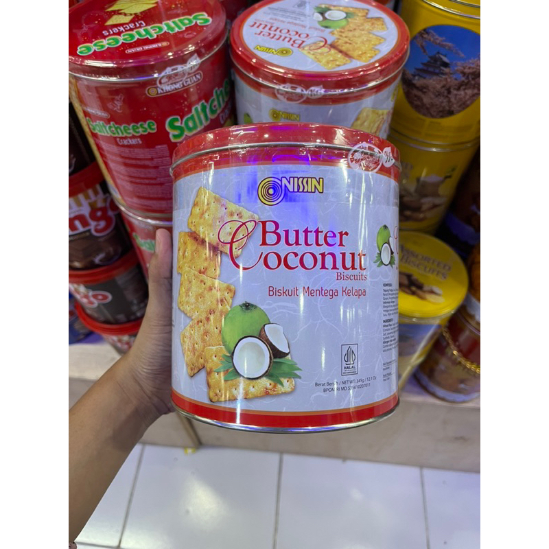 

Nissin butter Coconut Kaleng 345gr | Nissin | Jajan Kaleng | Roti Kelapa | Jajan Lebaran