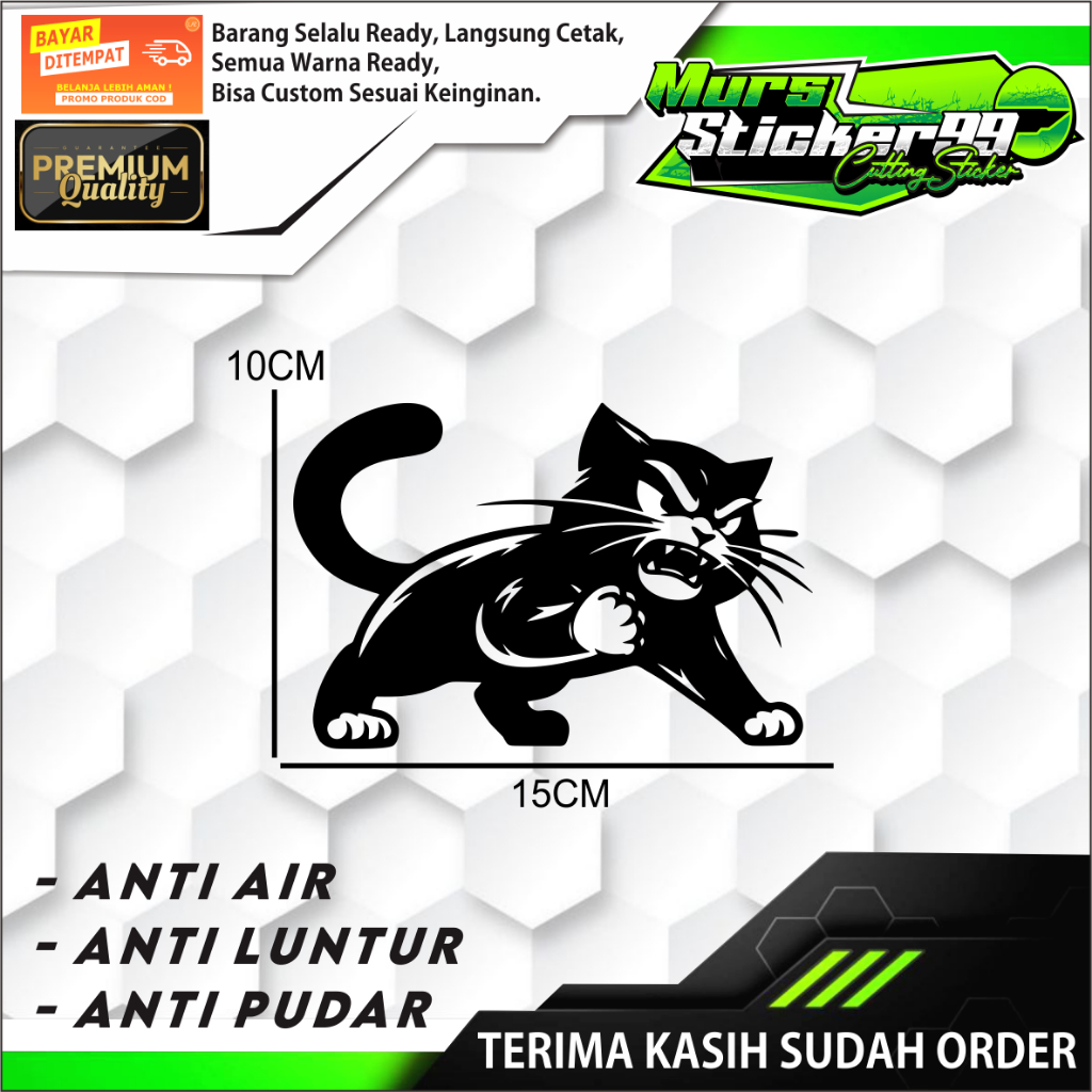 Sticker Cutting KUCING LIAR MENGAMUK Cocok Untuk Motor Dan Mobil