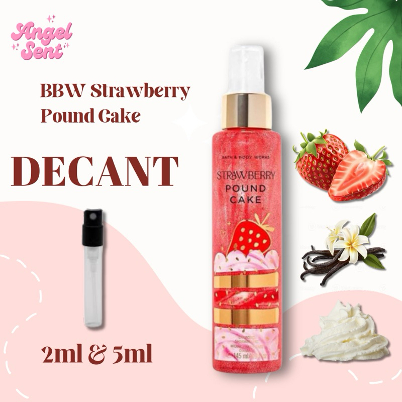[COD] DECANT Body Mist BBW Strawberry Pound Cake Shimmer 2ml & 5ml 100% Asli Original Share In Jar T