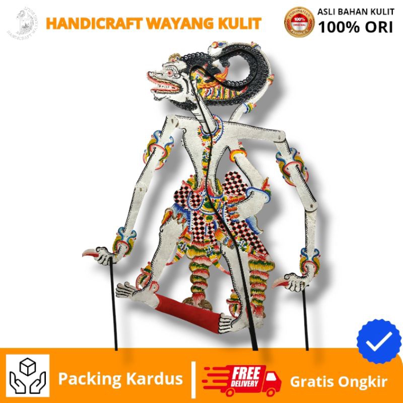 HANDICRAFT WAYANG KULIT | Wayang ANOMAN -+ 65 cm Berukuran Besar Wayang Bahan Kulit Sapi Asli Standa