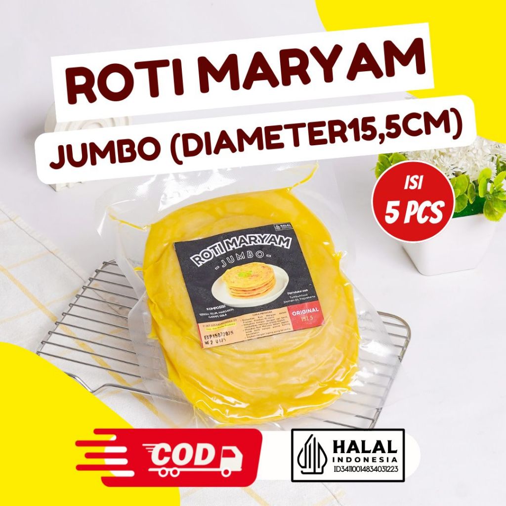 

Roti Maryam Jumbo Diameter 15.5 CM/ Roti Cane Jumbo/ Canai Jumbo (GROSIR)