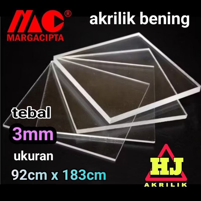 

akrilik 3mm bening 92 x 183 akrilik lembaran marga cipta