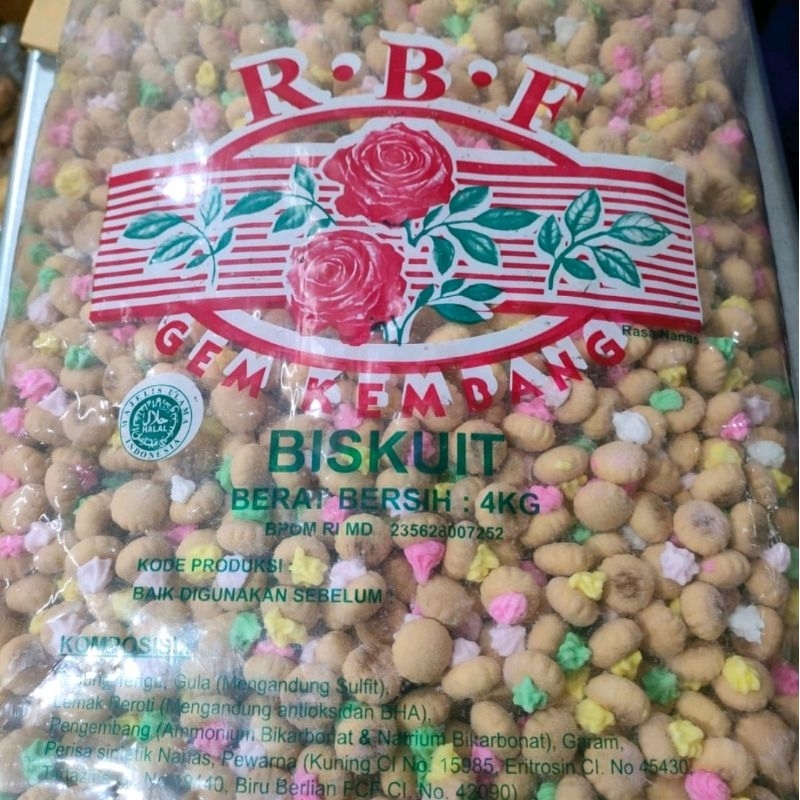 

Biskuit Gem Kembang Kemasan 1 ball 4 kg Kue kering manis