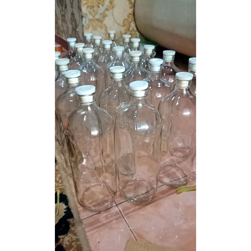 PAKET 10 PCS.BOTOL BENSIN 1L +TUTUP.BOTOL JAMU.BOTOL BEKAS PERNAH PAKAI.