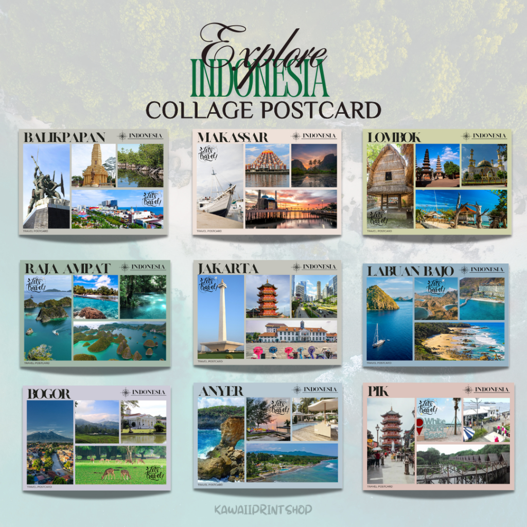

Postcard Wisata Indonesia | Kartu Pos Balikpapan Makassar Lombok Raja Ampat Jakarta Bogor Anyer Labuan Bajo PIK | Kartupos Destinasi Wisata Alam Postcrossing