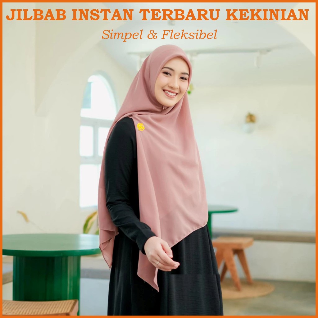 JILBAB INSTAN TERBARU KEKINIAN KHIMAR SYARI PREMIUM HIJAB RESLETING SEGI EMPAT ZIPPER CERUTY 2 LAYER
