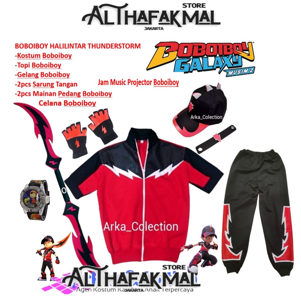 SETELAN KOSTUM BOBOIBOY HALILINTAR JACKET BOBOIBOY THUNDERSTORM