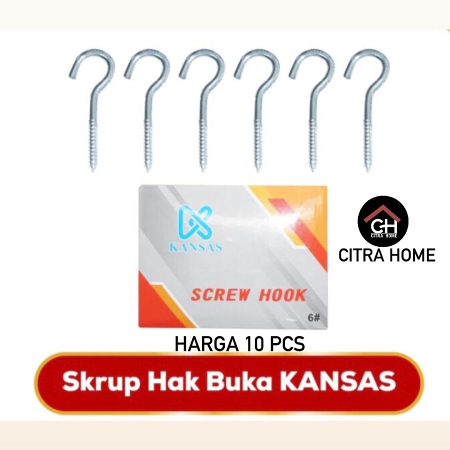 Kansas Skrup Hak Mata Buka No.6,8,10,12,14 Harga 10pcs