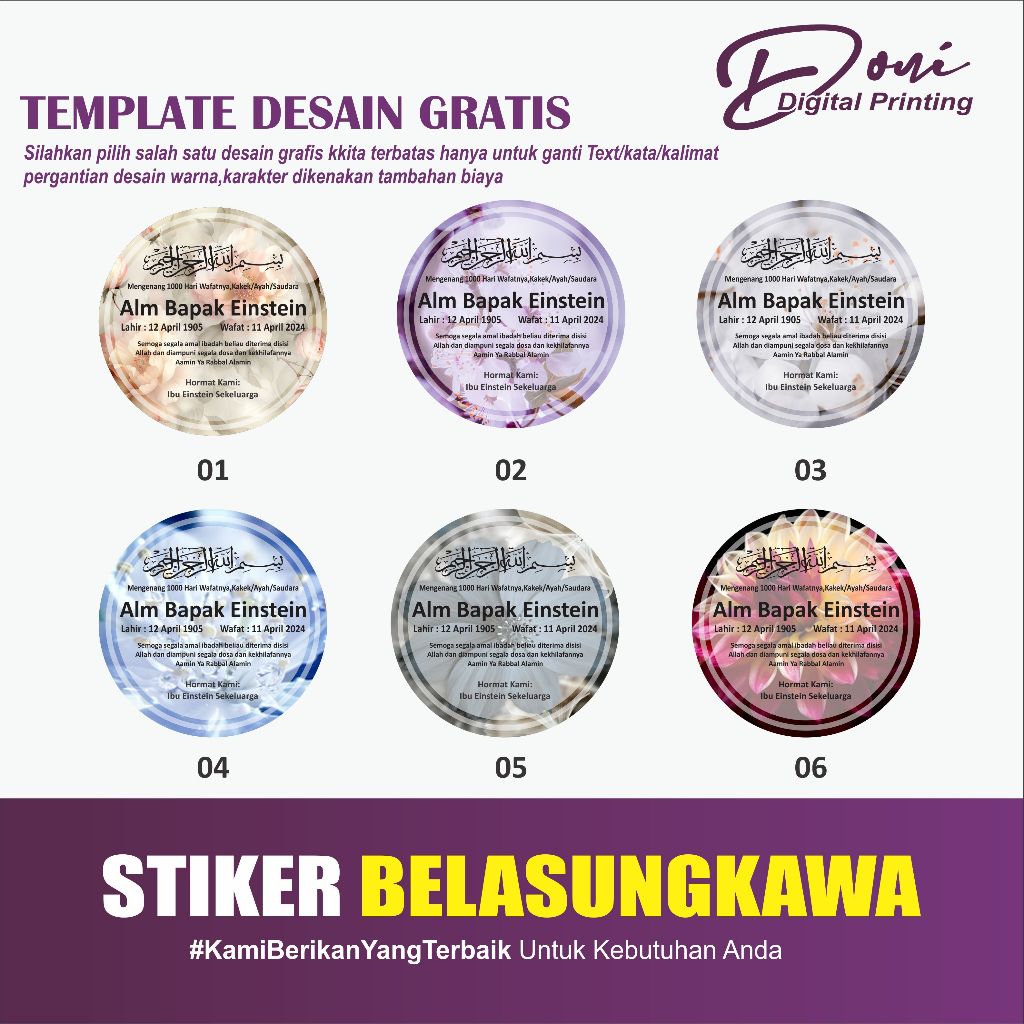 

Promo Stiker Belasungkawa Free Desain / Stiker Belasungkawa / Custom Nama Free Cutting Kiss Cut