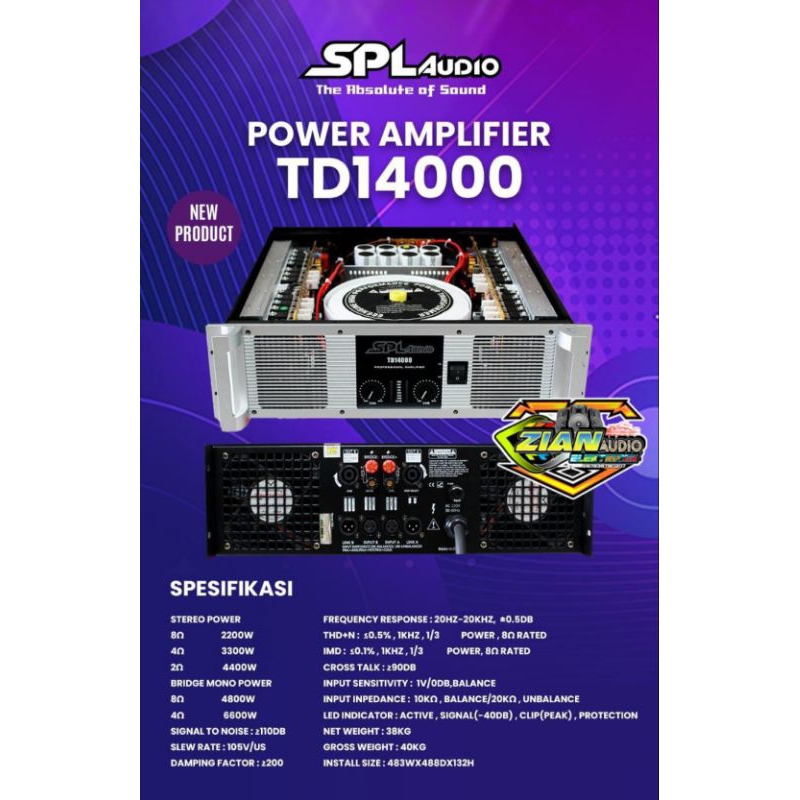 power SPL Audio Original TD14000  TD class Original 2X2200watt Redy stok