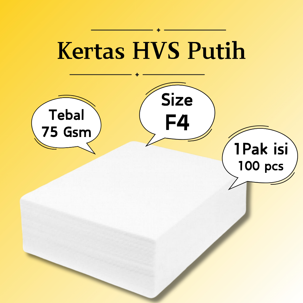 

100 Lembar - Kertas HVS Putih Folio A4 F4 A5 A6 21 x 30 cm isi 100 lbr 75 gsm