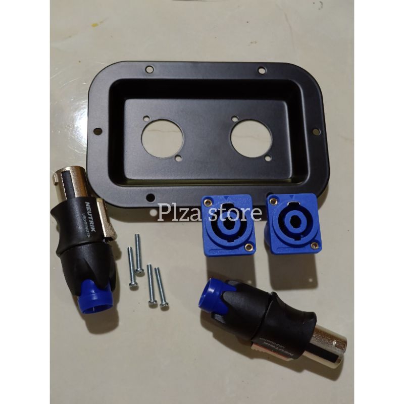 Plat speakon datar+Socket speakon+Jack speakon