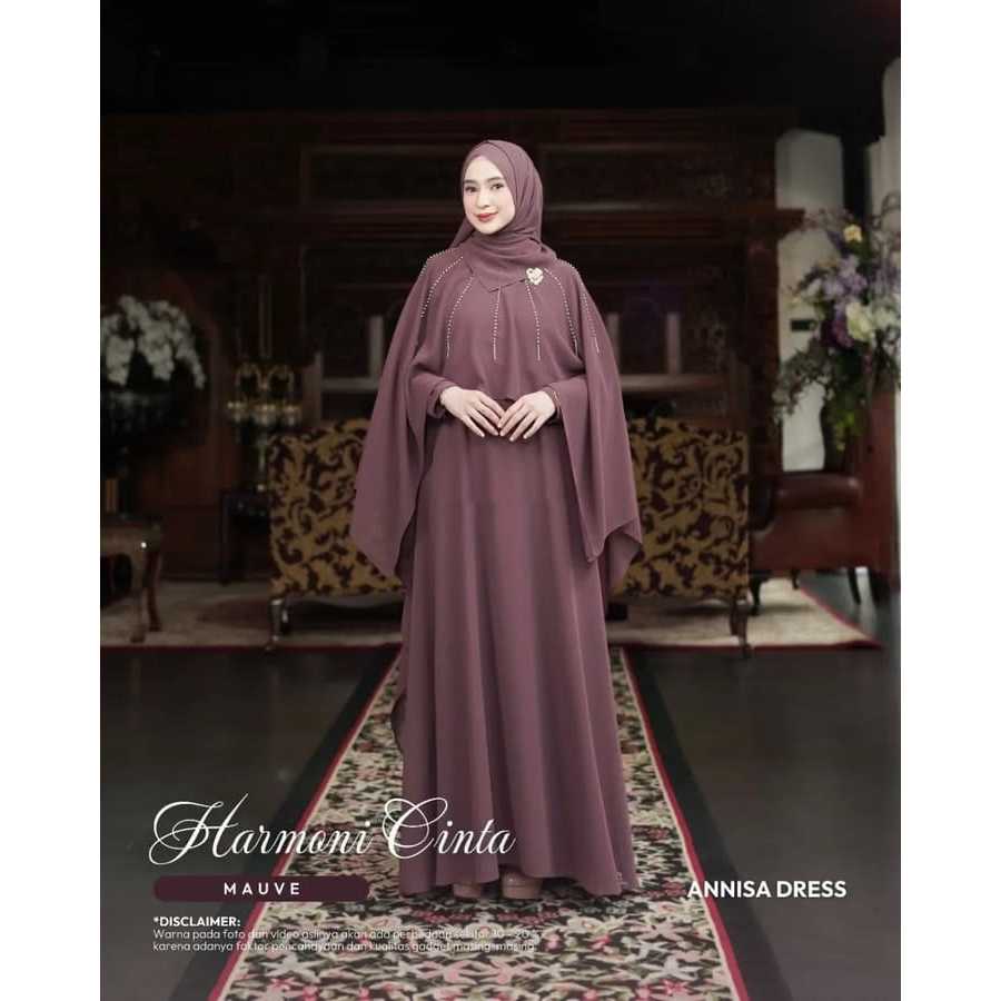 Anisa Dress Kondangan Polos Kekinian Bahan Ceruty Babydoll Mix Payet Gamis Elegant Terbaru