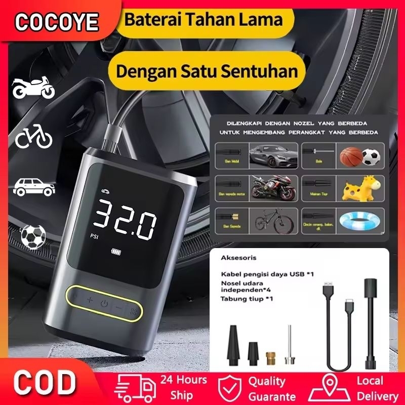 Pompa Car Air Pump Tire Portable Pompa Ban Mobil dan Motor Mini Pompa Angin Elektrik  Pompa Sepeda S