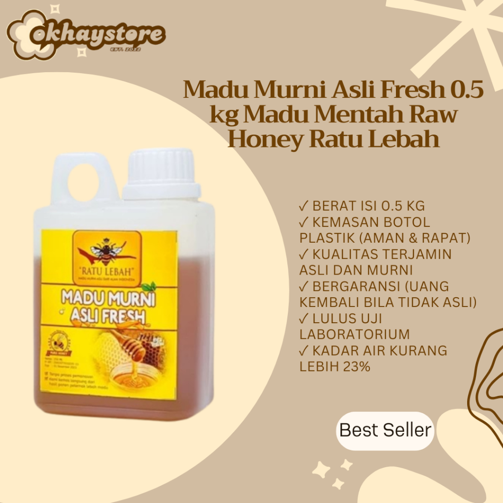 

Madu Murni Asli Fresh 0,5 kg Madu Mentah Raw Honey Ratu Lebah