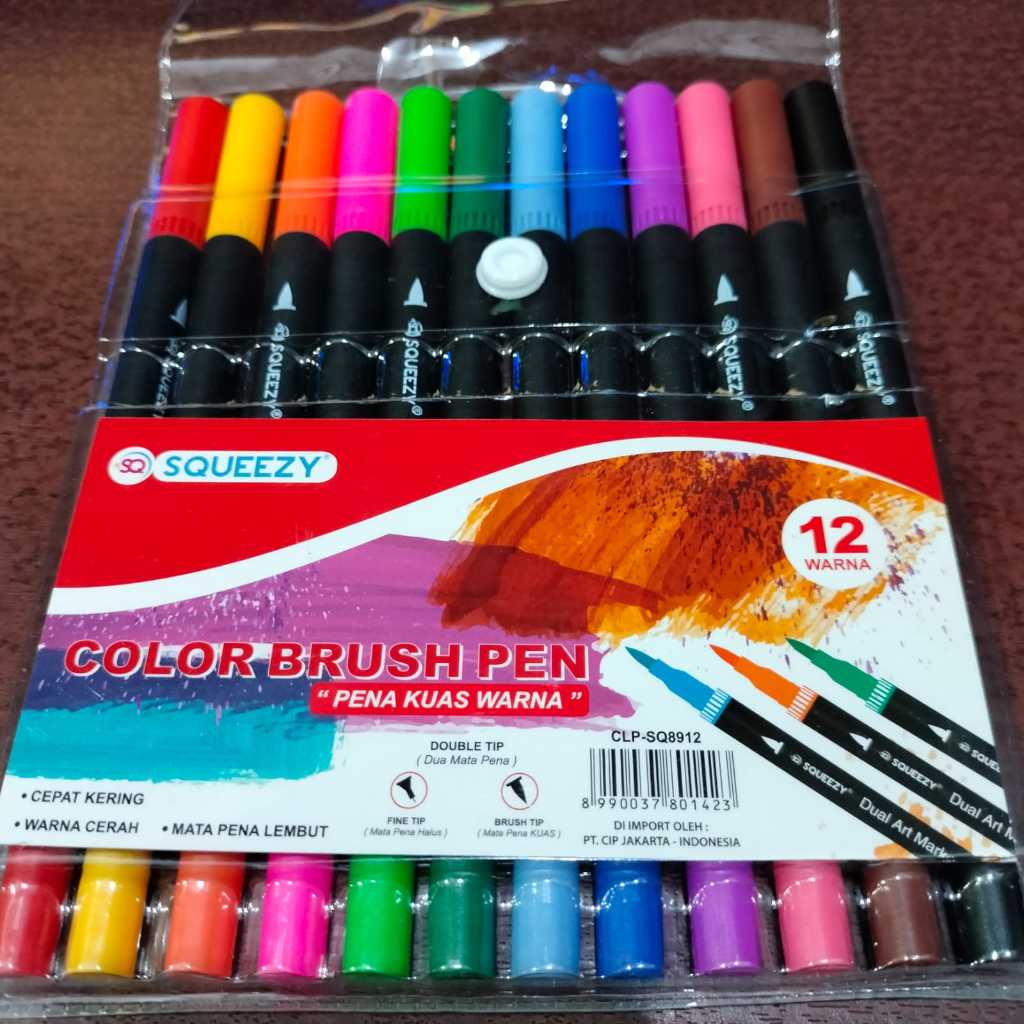 

Colour brush pen 12 warna/pena kuas Squeezy 12 warna