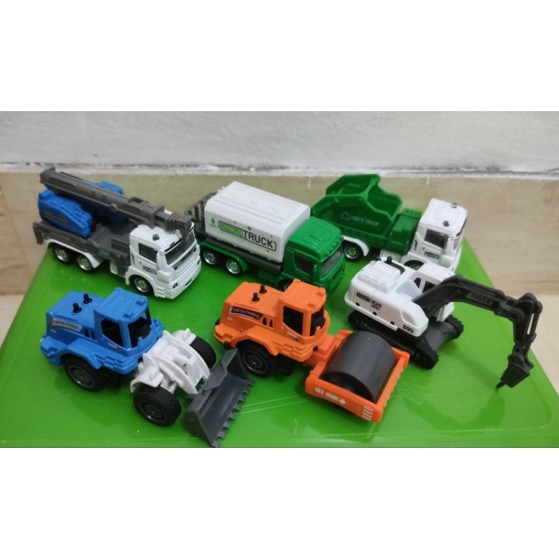 mainan mobil konstruksi diecast construction, excavator, beko, mobil derek, mobil tanki, bulldozer, 