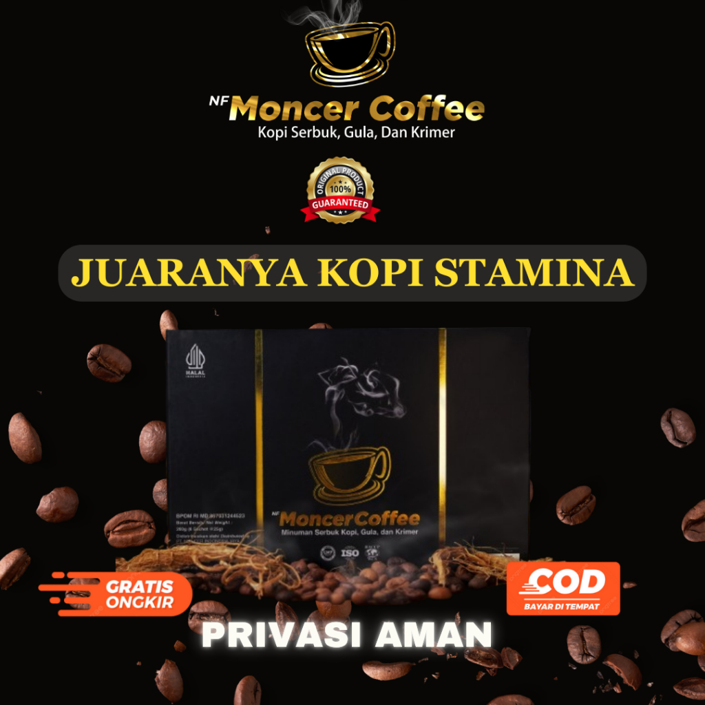 

NF MONCEERR COFFEE Original Kopi Stamina Pria Kuat Tahan Lama 1 Box Isi 8 Sachet Full Sepanjang Hari