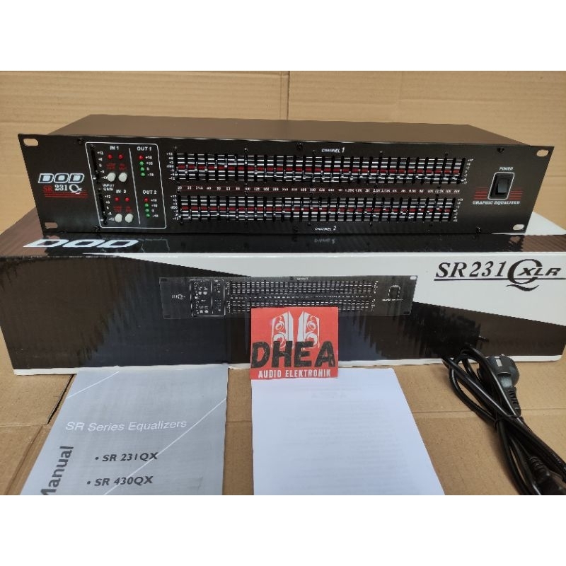 Equalizer DOD SR231QX DOD SR 231 XLR Grade A 2 x 31 Channel Dual Channel Equalizer DOD Graphic 2U Or