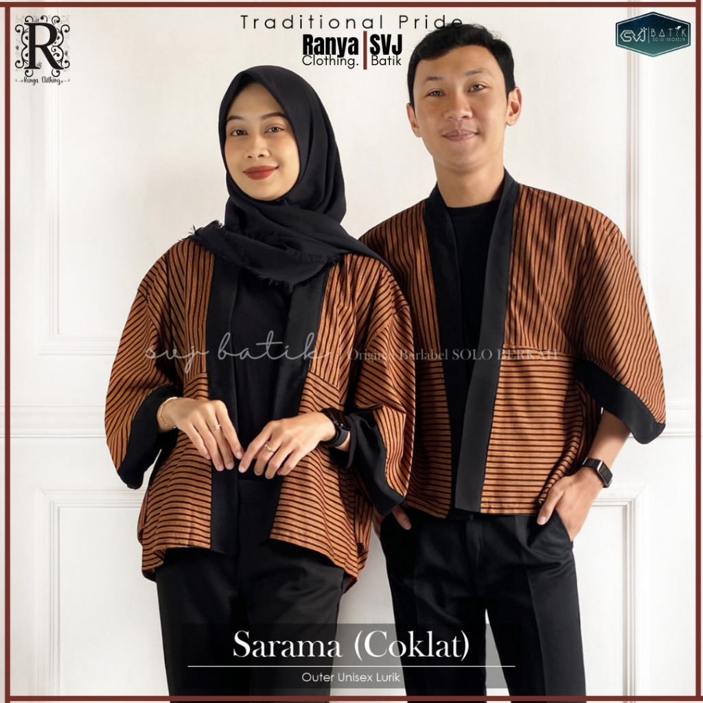 Outer Wanita Pria Kekinian Unisex Motif Lurik