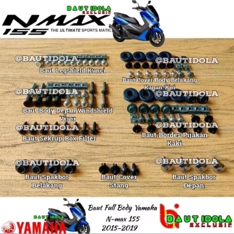 Baut Set Body Yamaha N-max 155 2015 - 2019 / Baut Full bodi Yamaha N-max 155 2015 - 2019
