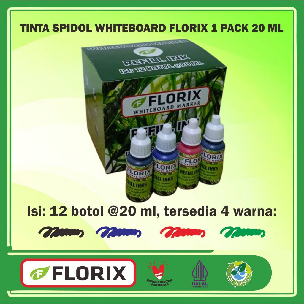 

Tinta Refill Spidol Whiteboard FLORIX 20 ML 1 Pack isi 12 botol