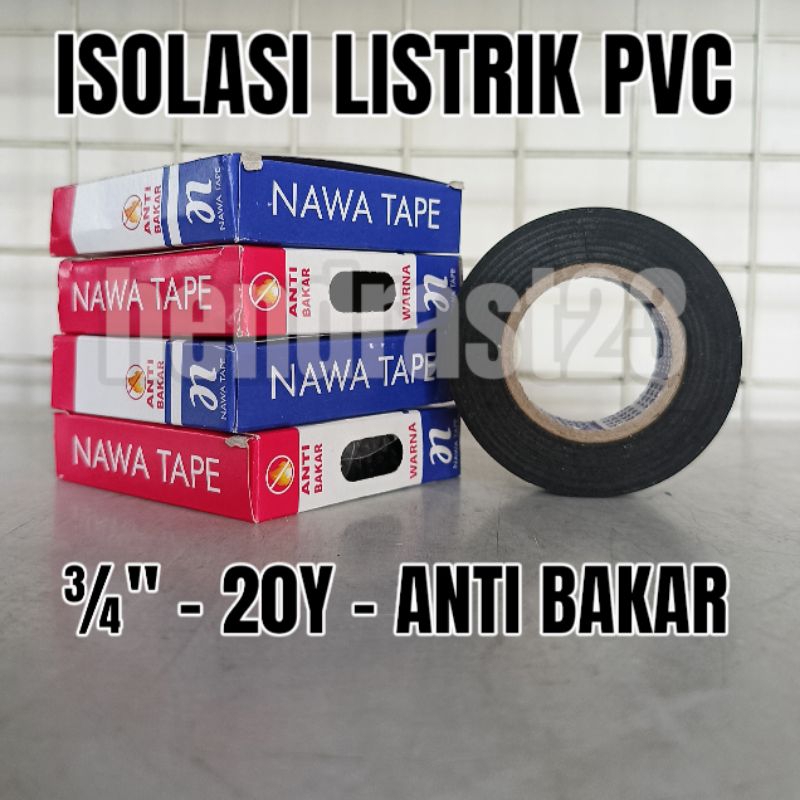 ISOLASI LISTRIK NAWA TAPE 3/4" 20Y / SOLASI PVC ANTI BAKAR / INSULATION TAPE LEBAR 16MM